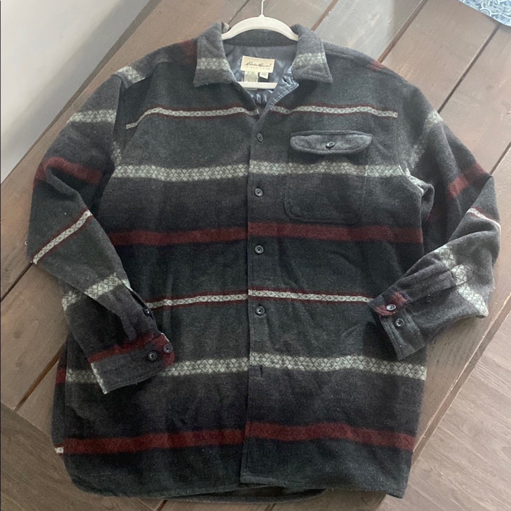 Eddie Bauer Lightweight Black and Gray Shirt Jacket